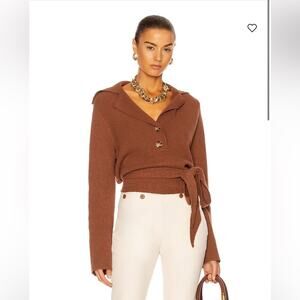 NANUSHKA Rosalie Sweater Brown Wrap Collar Button Down XS